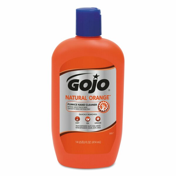 Gojo NATURAL ORANGE Pumice Hand Cleaner, Citrus, 14 oz Bottle, PK12 PK 0957-12